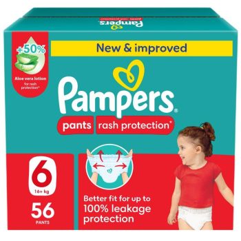 Pampers Rash Protection Pants Diapers Size 6, 16 + kg 56 Count