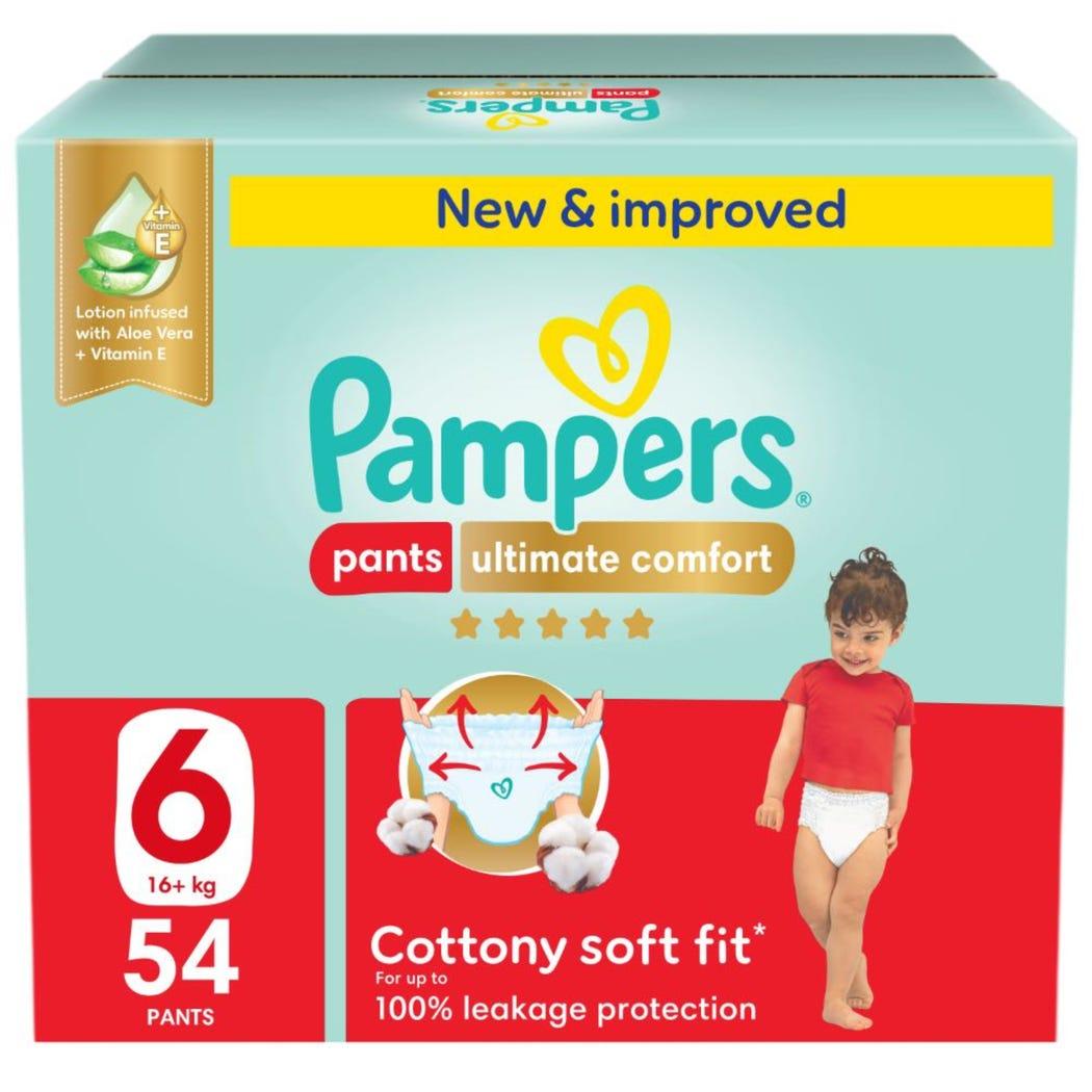 Pampers Ultimate Comfort Pants Diapers, Size 6, 16 + kg, 54 Count Pampers Ultimate Comfort Pants Diapers, Size 6, 16 + kg, 54 Count