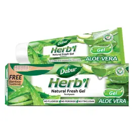 Dabur Herbal Toothpaste Aloe Vera Gel -150g + Free Toothbrush