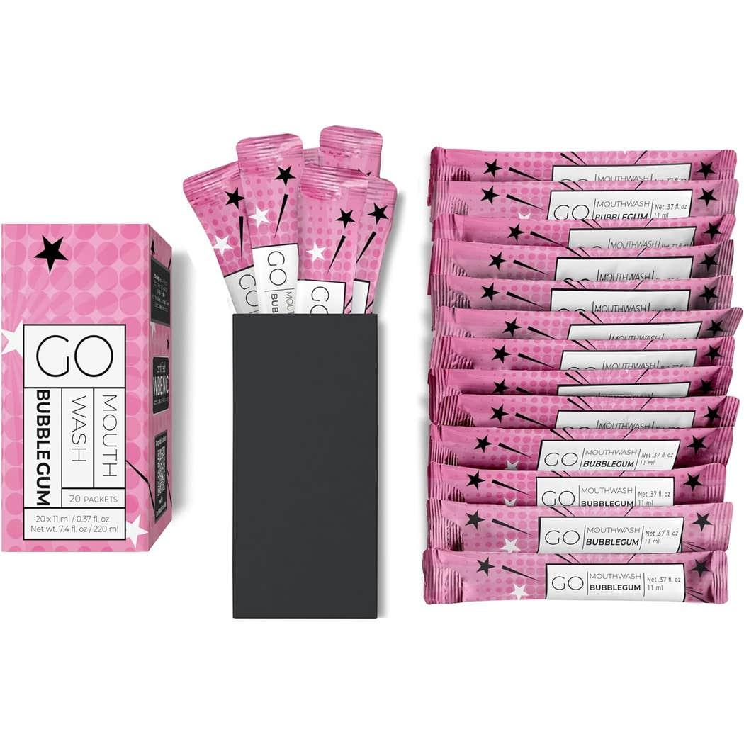 image (24) Go Bubble Gum Flavor Mouthwash Pods - Travel Size - Pack 20