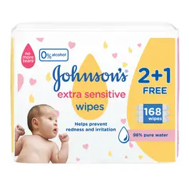 Johnson Baby Extra Sensitive Wipes Pure Water (2+1) - 168 Pcs