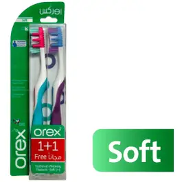 Orex Toothbrush Spiral Filaments Soft 1+1 Green+Purple