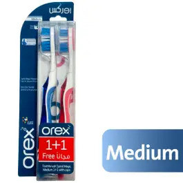 Orex Toothbrush Spiral Magic Medium 1+1 Blue+Red