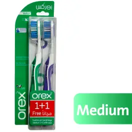Orex Toothbrush Spiral Magic Medium 1+1 Purple+Green