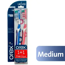 Orex Toothbrush Twisted Trilobal Medium 1+1 Blue+Red