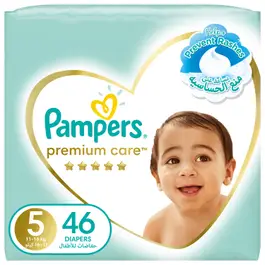 Pampers Premium Care Taped Diapers, Size 5, 11-16kg, Mega Pack, 46 Diapers
