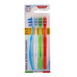 Sos Denti Toothbrush - Triple Action Cleaning 2+2 (Medium)